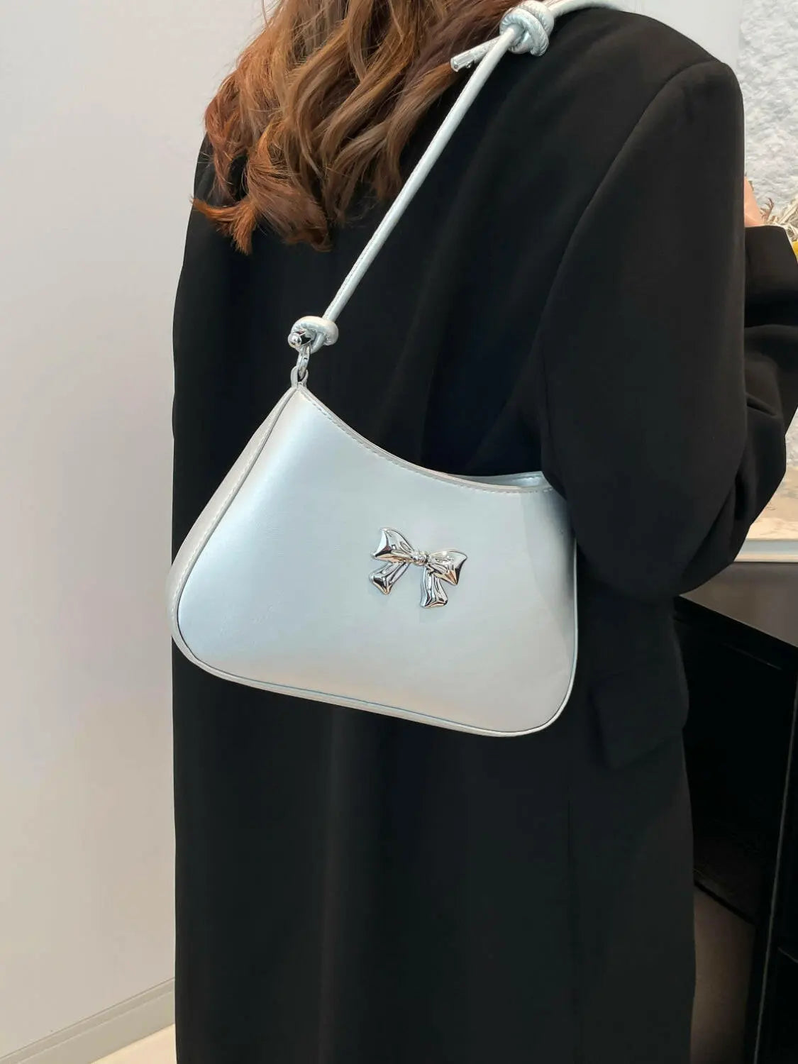 Bow PU Leather Knotted Strap Handbag.