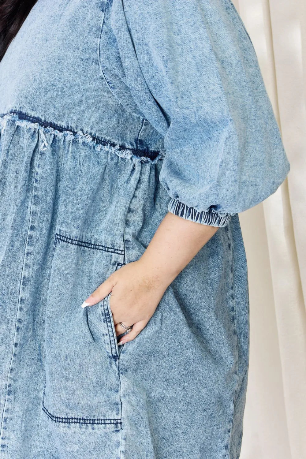 HEYSON Full Size Oversized Denim Babydoll Dress - Premium Dresses from Trendsi - Just $58.99! Shop now at Handbags Specialist Headquarter