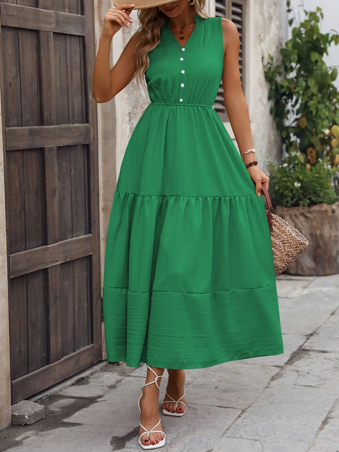 Notched Sleeveless Maxi Tank Dress - Premium Maxi Dress from Trendsi - Just $30.99! Shop now at Handbags Specialist Headquarter