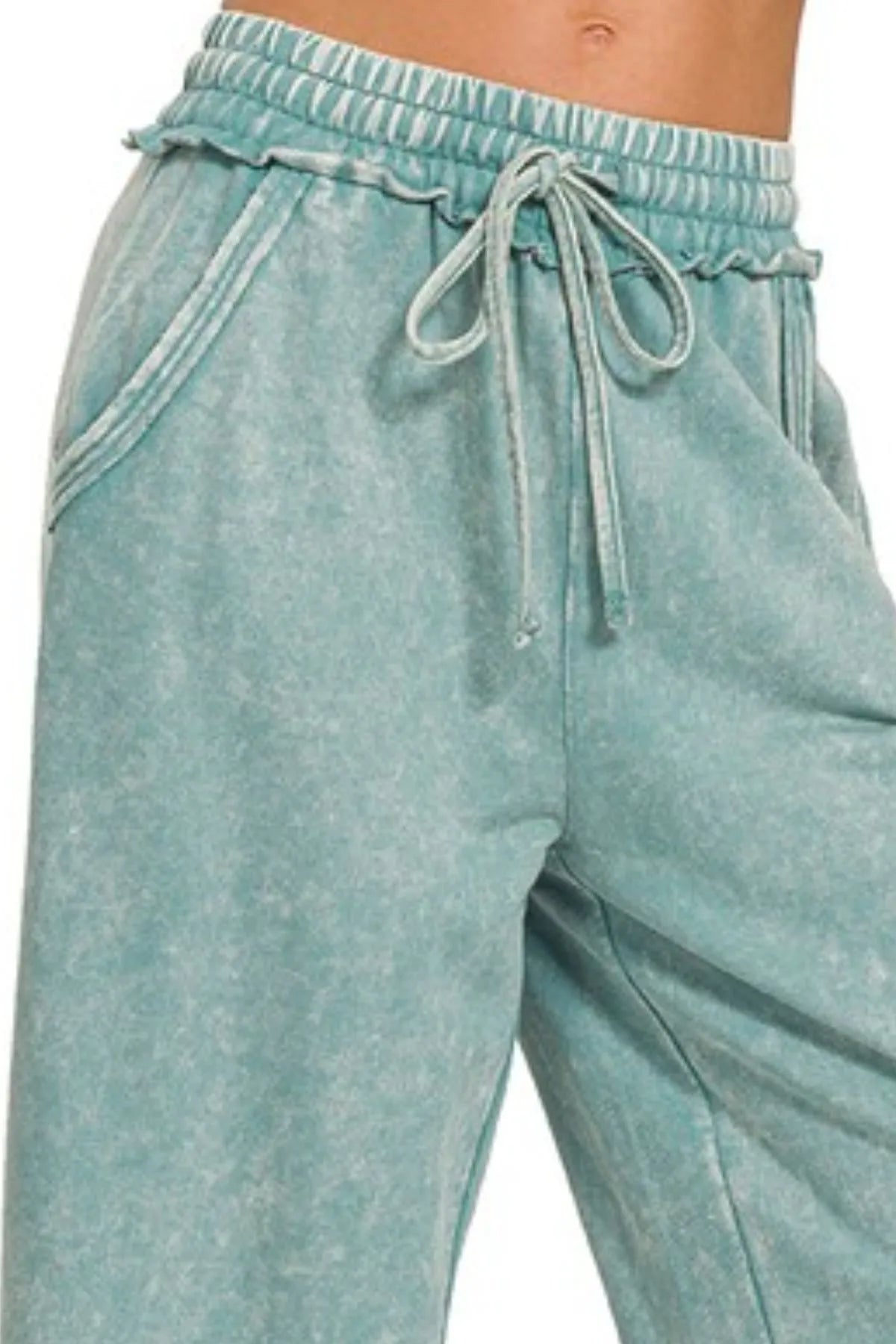 Zenana Washed French Terry Palazzo With Pockets - Premium Women Pants from Trendsi - Just $34.99! Shop now at Handbags Specialist Headquarter
