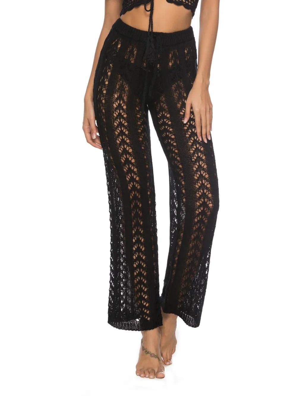 Cutout Drawstring High Waist Swim Pants - Premium Bottoms from Trendsi - Just $25! Shop now at Handbags Specialist Headquarter