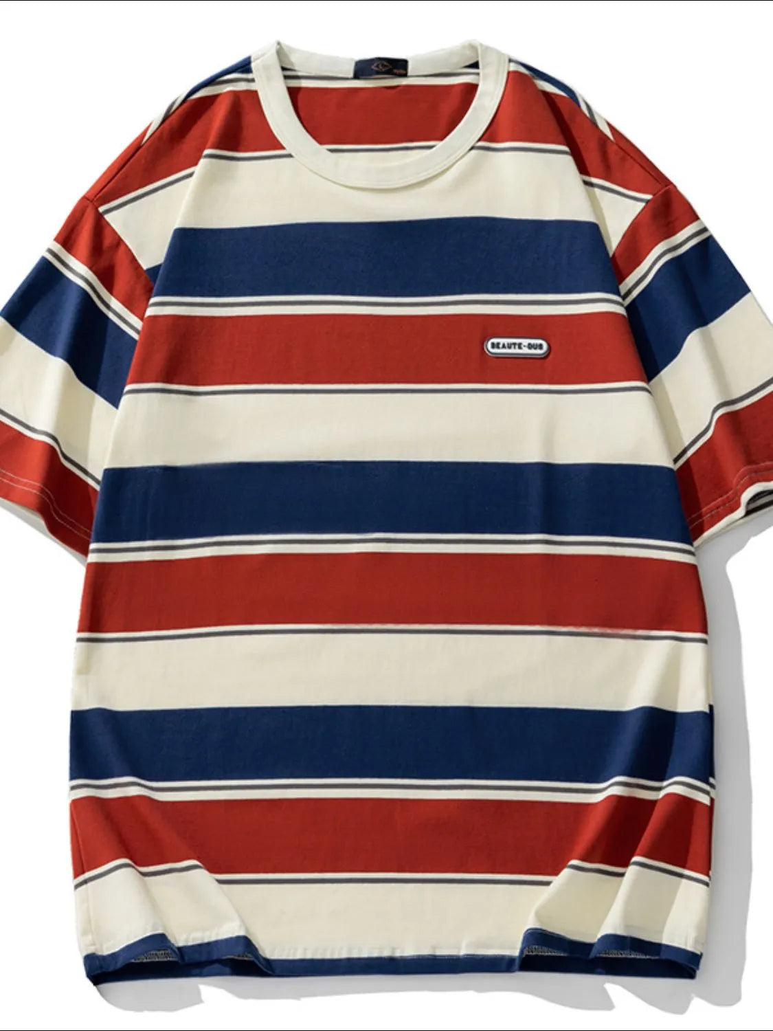Men's Full Size Striped Round Neck Half Sleeve T-Shirt Plus Size - Premium Men's T Shirt from Trendsi - Just $33.16! Shop now at Handbags Specialist Headquarter