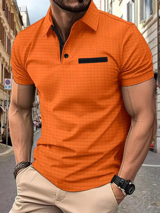 Men's Full Size Collared Neck Short Sleeve Polo Plus Size - Premium Men's Shirts from Trendsi - Just $27.06! Shop now at Handbags Specialist Headquarter