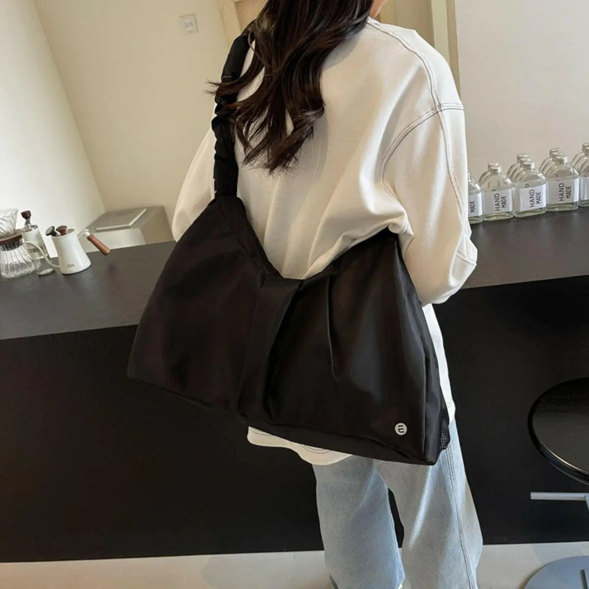 Ruched Large Tote Bag.