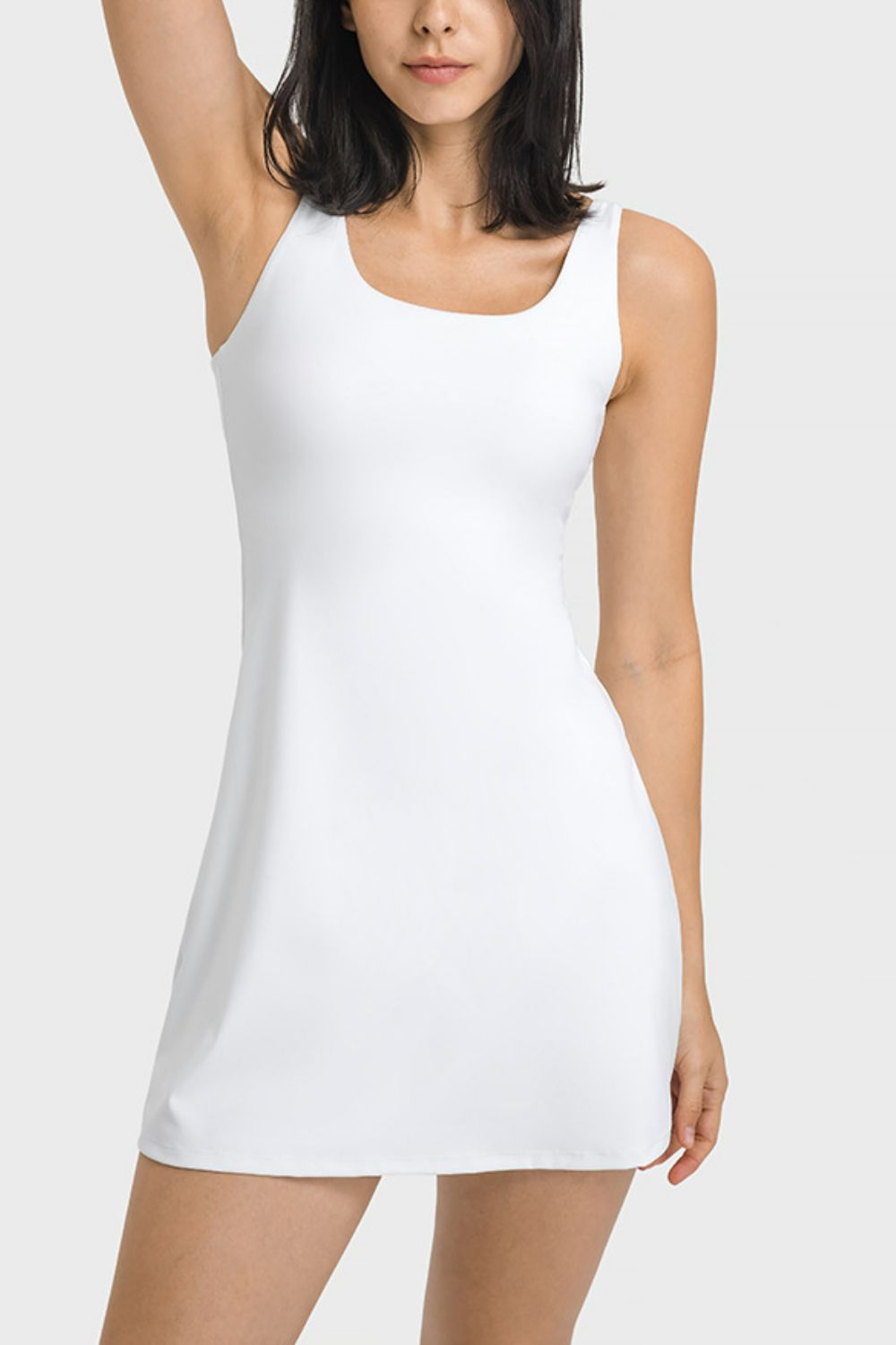 Millennia Square Neck Sports Tank Dress with Full Coverage Bottoms - Premium from Trendsi - Just $44.99! Shop now at Handbags Specialist Headquarter
