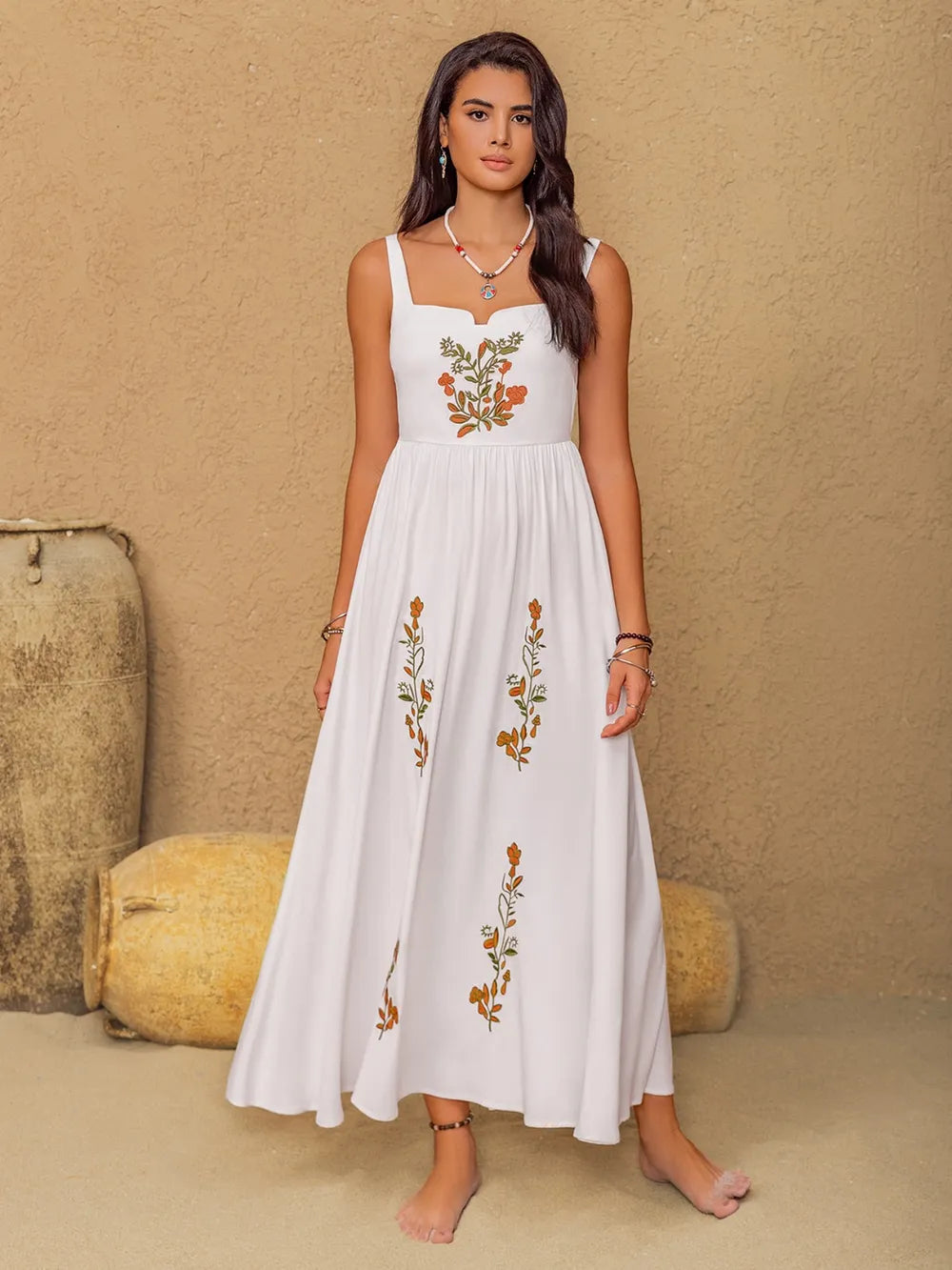 Floral Embroidered Sleeveless Maxi Dress - Premium Maxi Dress from Trendsi - Just $52.99! Shop now at Handbags Specialist Headquarter
