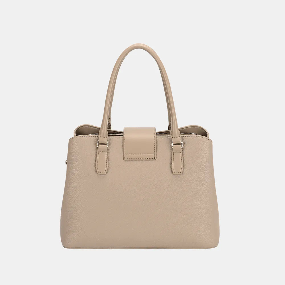 David Jones PU Leather Twist-Lock Tote Bag - Premium Tote Bag from Trendsi - Just $53.99! Shop now at Handbags Specialist Headquarter