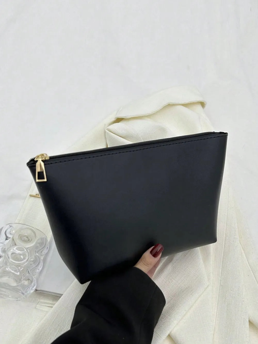 PU Leather Woven Handbag and Clutch Set - Premium handbags from Trendsi - Just $21.99! Shop now at Handbags Specialist Headquarter