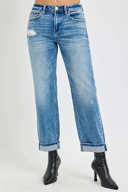 RISEN Full Size High Rise Ankle Boyfriend Distressed Jeans Plus Size - Premium Women / Jeans & Denim from Trendsi - Just $59.44! Shop now at Handbags Specialist Headquarter