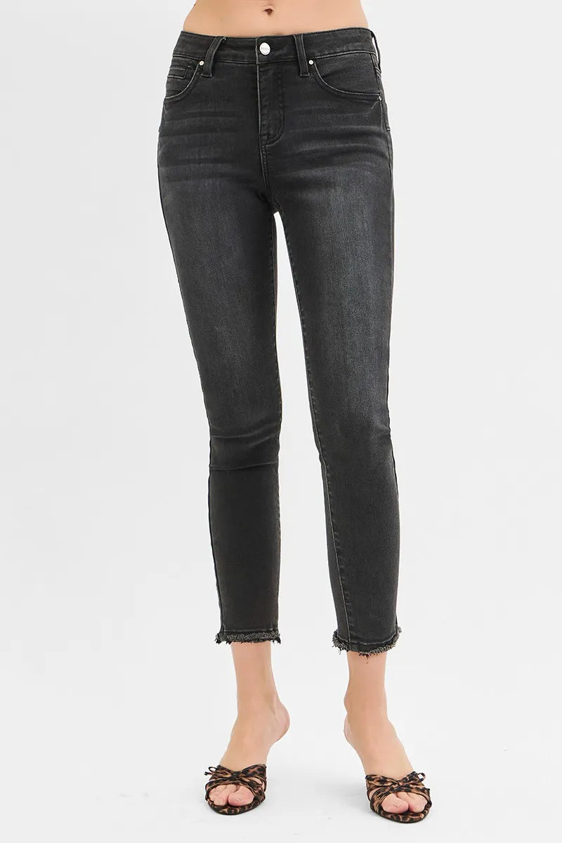 RISEN Full Size Tummy Control Mid Rise Crop Skinny Jeans Plus Size - Premium Women / Jeans & Denim from Trendsi - Just $60.99! Shop now at Handbags Specialist Headquarter