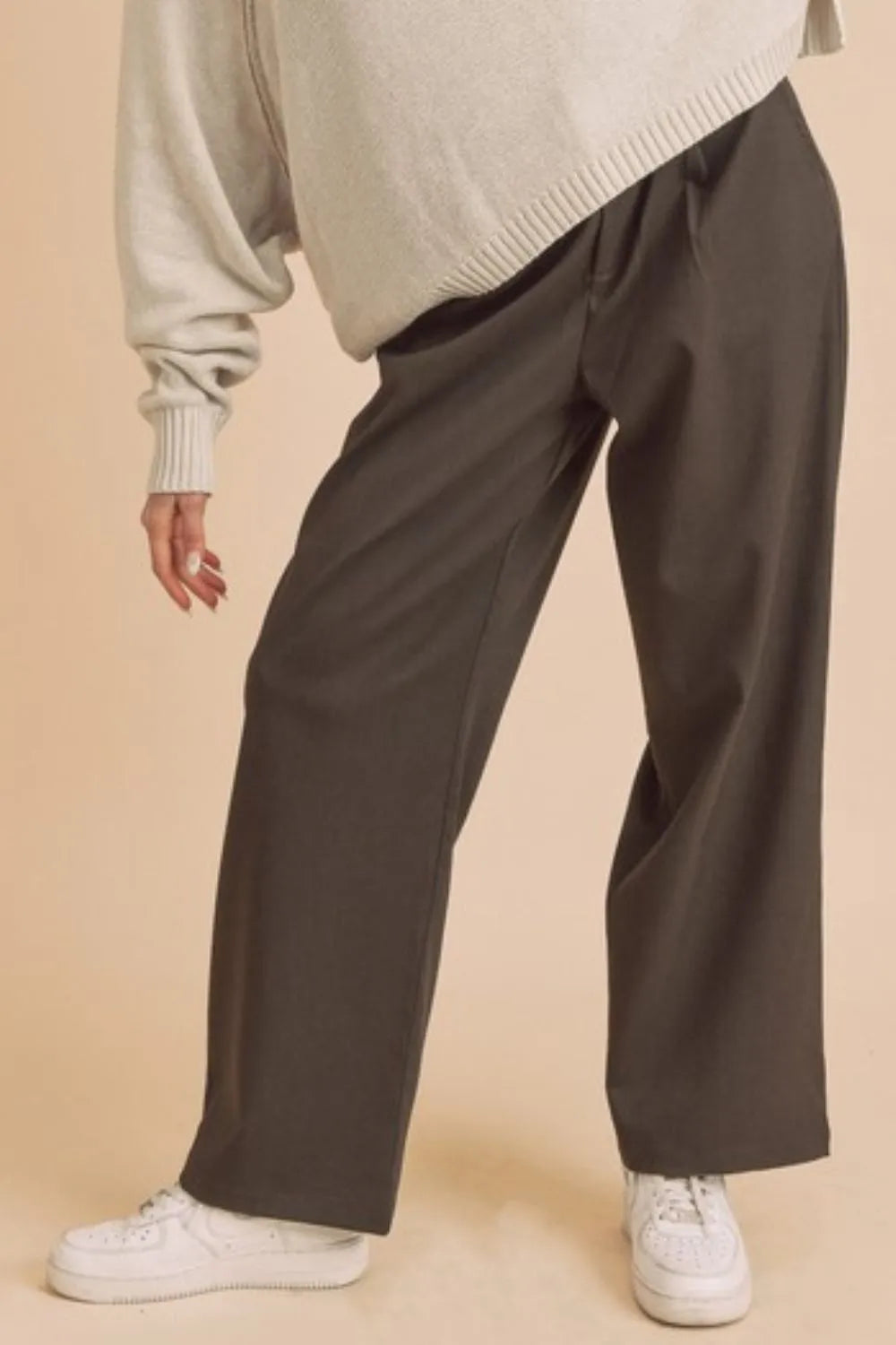 Aemi + Co High Waist Wide Leg Pants with Side Pockets - Premium from Trendsi - Just $44.99! Shop now at Handbags Specialist Headquarter