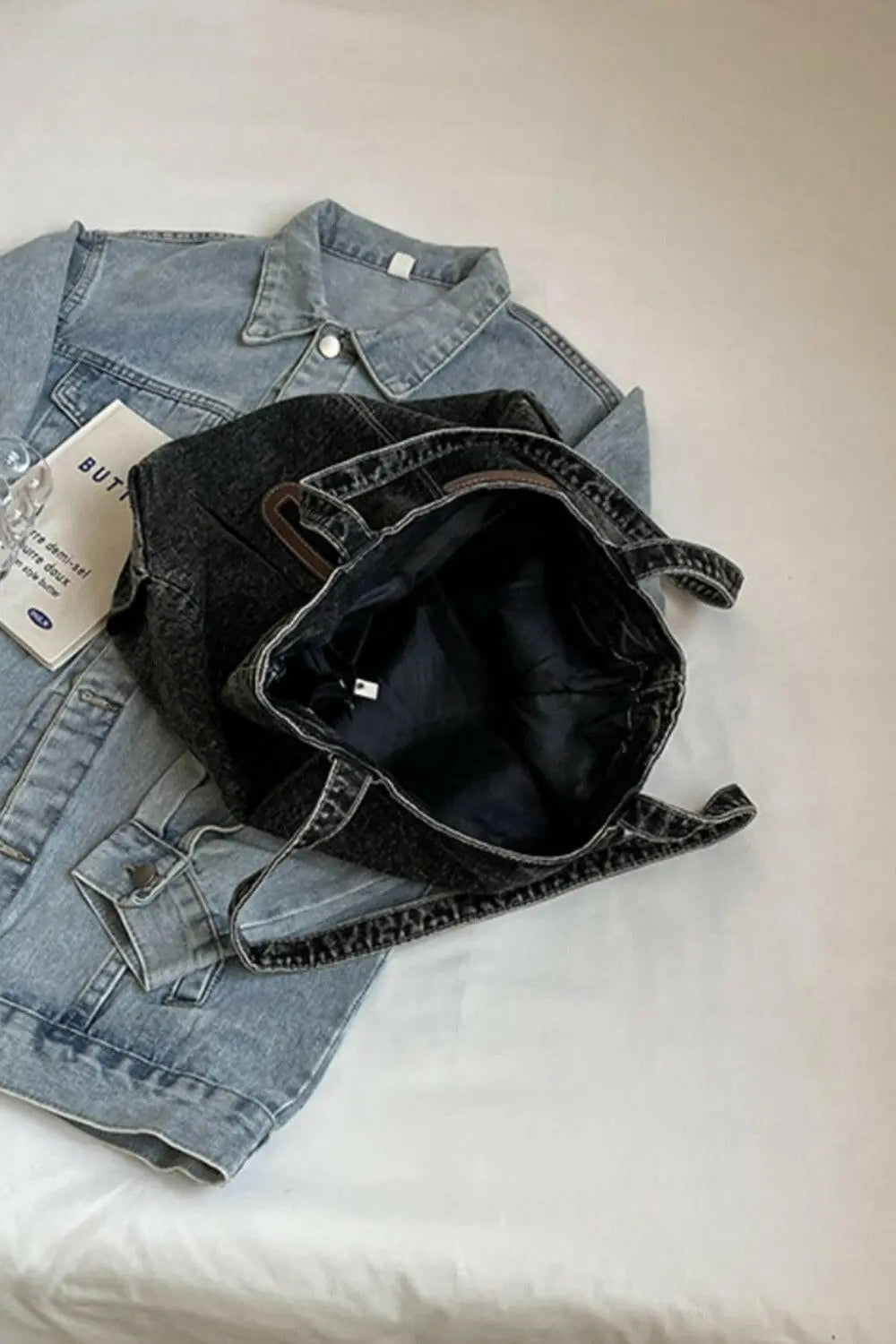 Medium Denim Tote Bag.