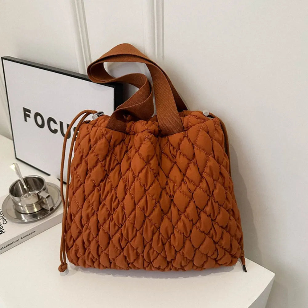 Drawstring Bubble Texture Tote Bag - Premium Tote Bag from Trendsi - Just $39.99! Shop now at Handbags Specialist Headquarter