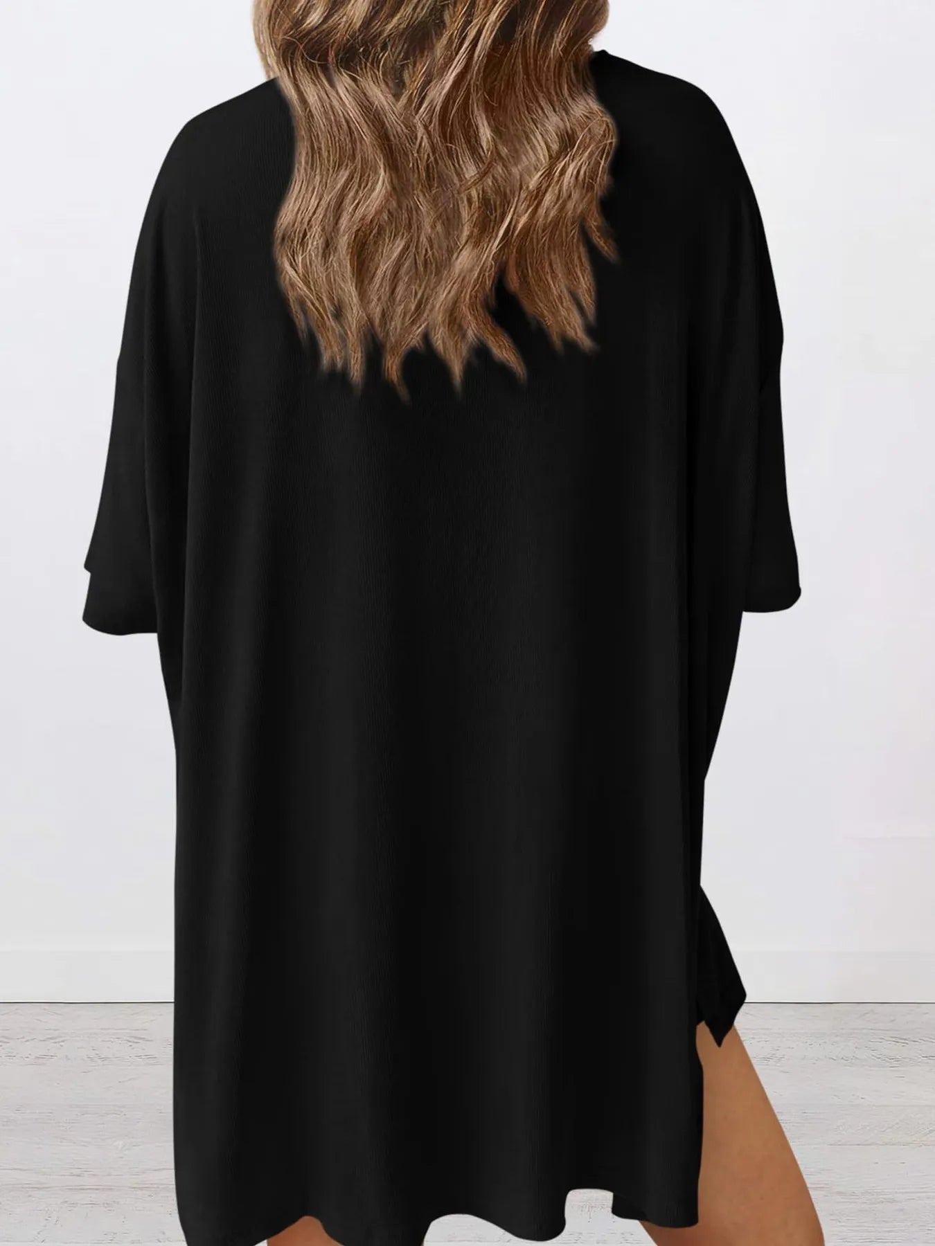 Full Size Oversized Slit Round Neck Top and Shorts Lounge Set Plus Size - Premium Sleepwear from Trendsi - Just $28.99! Shop now at Handbags Specialist Headquarter