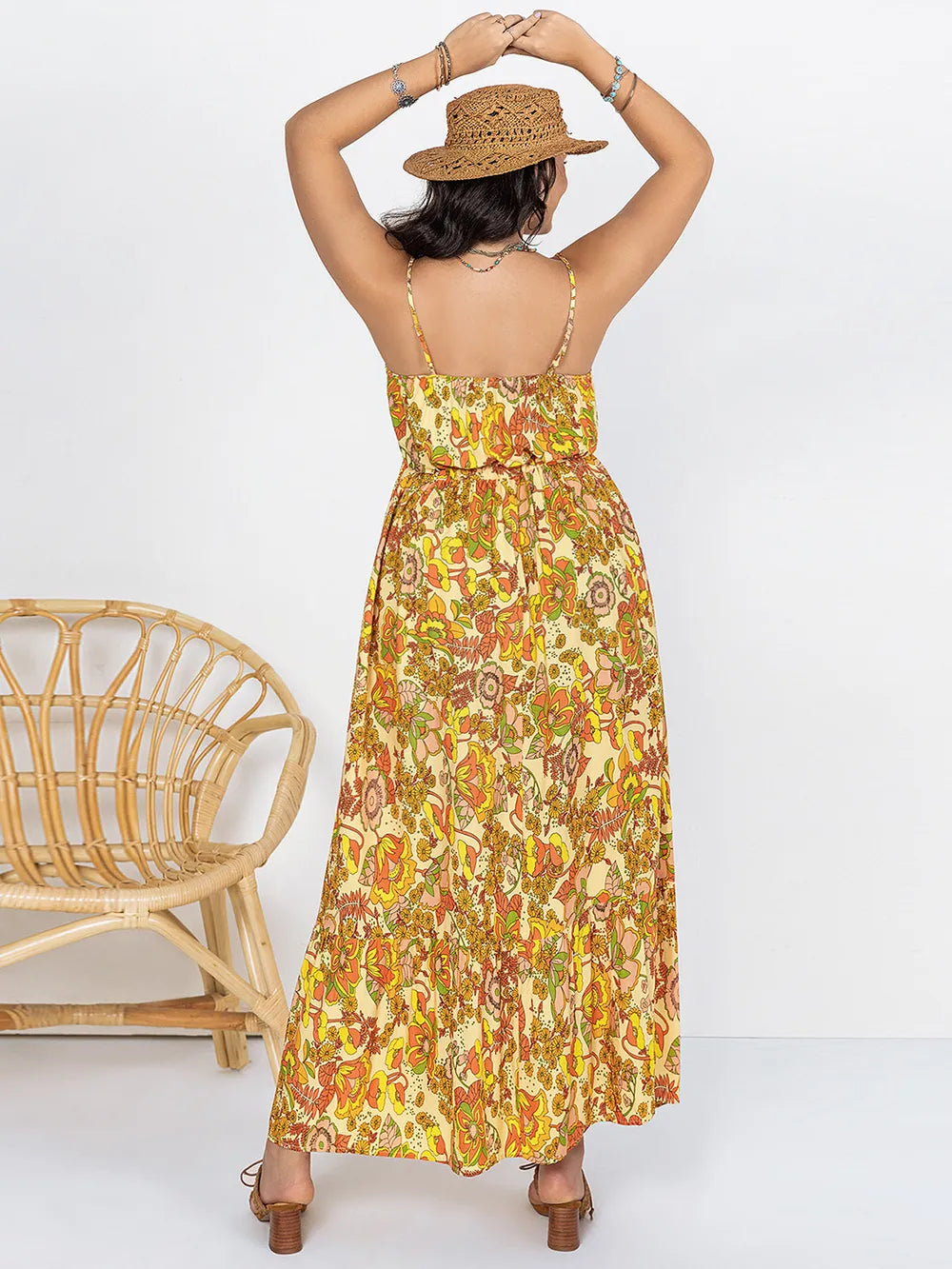 Plus Size Printed V-Neck Maxi Cami Dress - Premium Dresses from Trendsi - Just $42.99! Shop now at Handbags Specialist Headquarter
