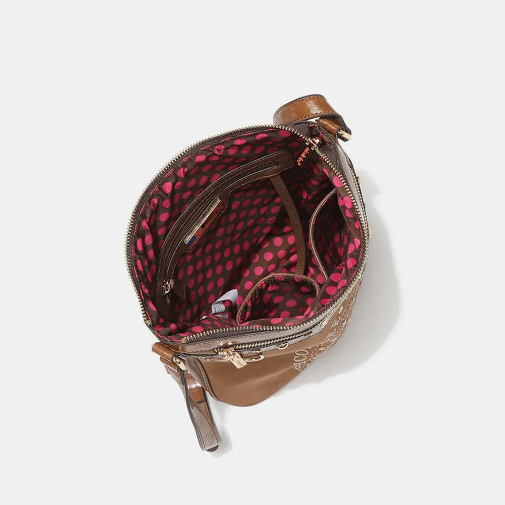 Nicole Lee USA Metallic Stitching Embroidery Inlaid Rhinestone Crossbody Bag - Premium Wallet from Trendsi - Just $58.99! Shop now at Handbags Specialist Headquarter