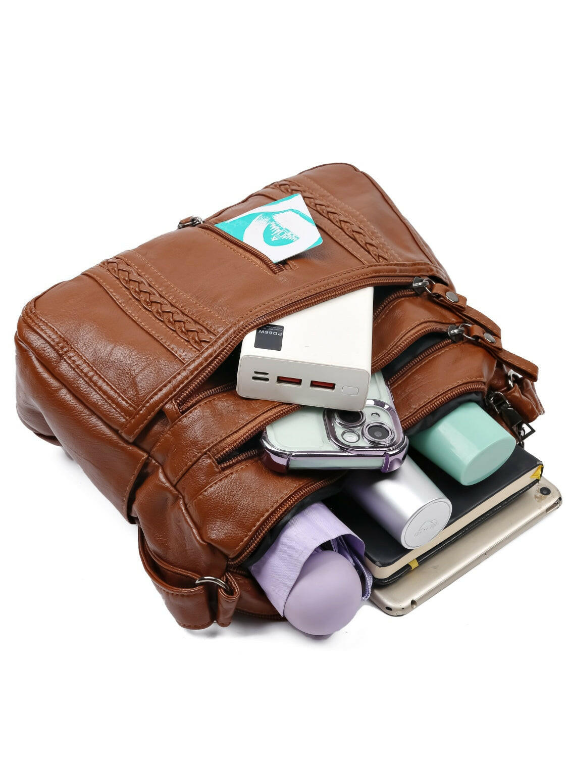 PU Leather Adjustable Strap Shoulder Bag.