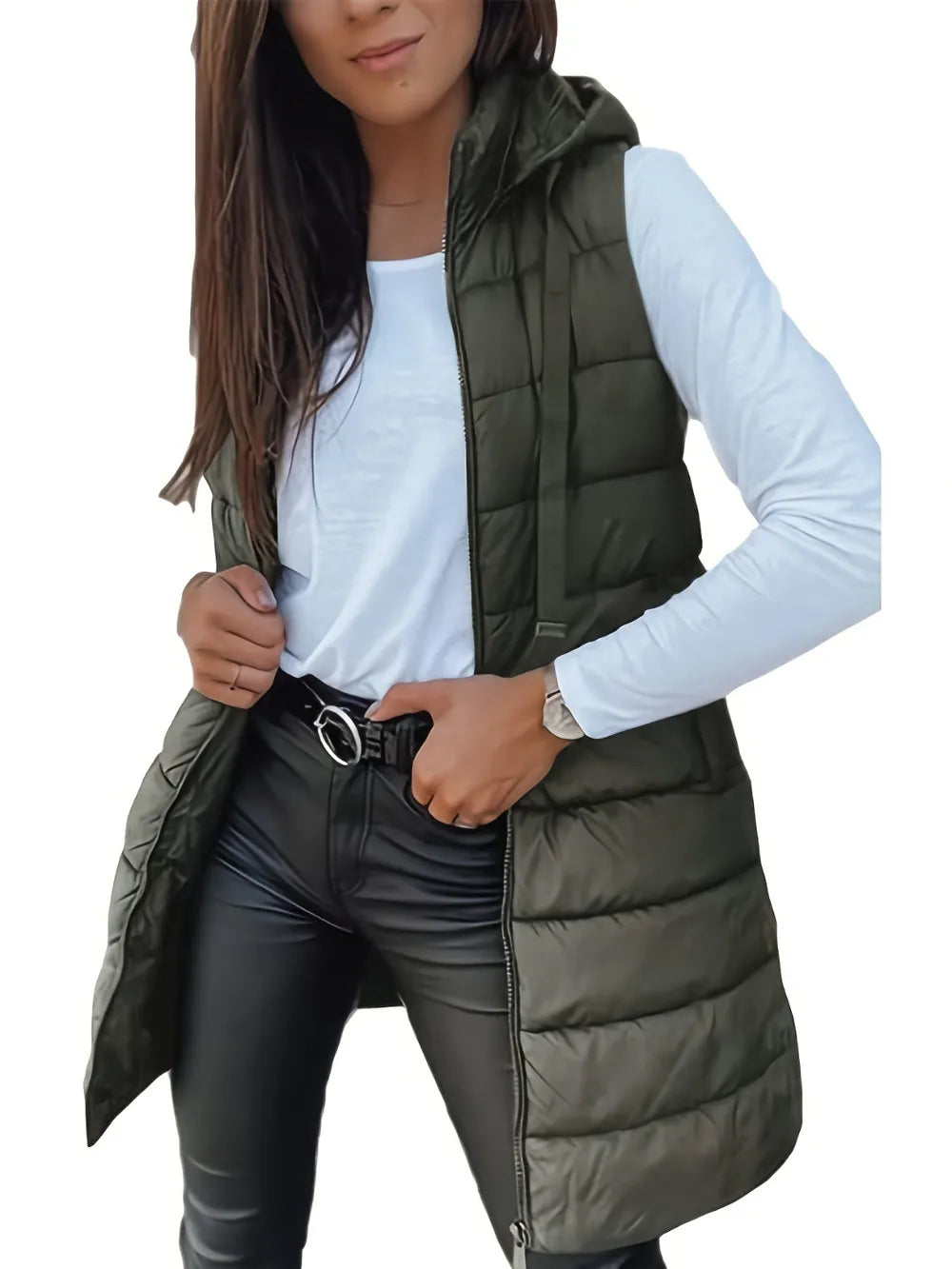 Plus Size Zip Up Hooded Vest Coat - Premium from Trendsi - Just $59.76! Shop now at Handbags Specialist Headquarter