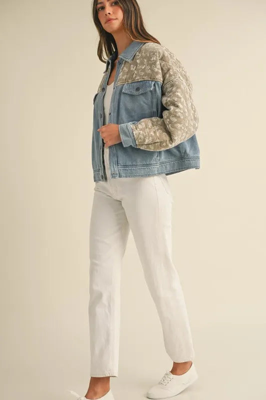 MABLE Quilted Paisley Print Contrast Denim Jacket - Premium Women / Jeans & Denim from Trendsi - Just $71.56! Shop now at Handbags Specialist Headquarter