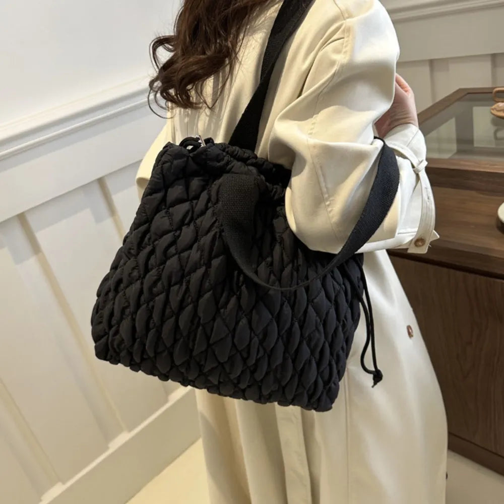 Drawstring Bubble Texture Tote Bag - Premium Tote Bag from Trendsi - Just $39.99! Shop now at Handbags Specialist Headquarter