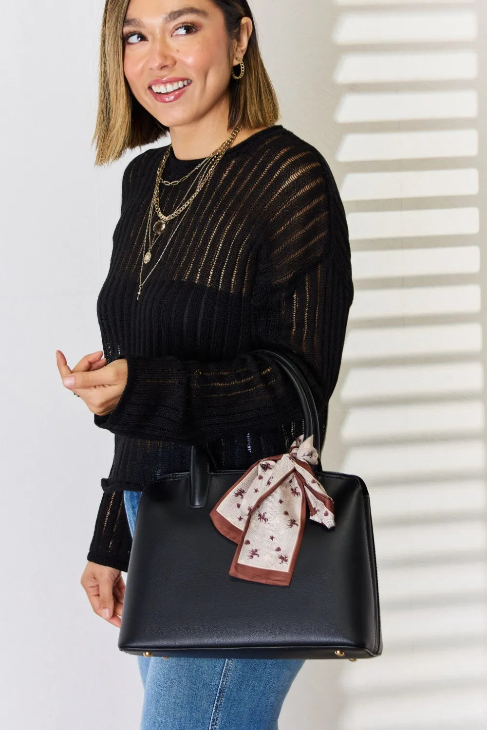 David Jones PU Leather Handbag - Premium handbags from Trendsi - Just $51.99! Shop now at Handbags Specialist Headquarter
