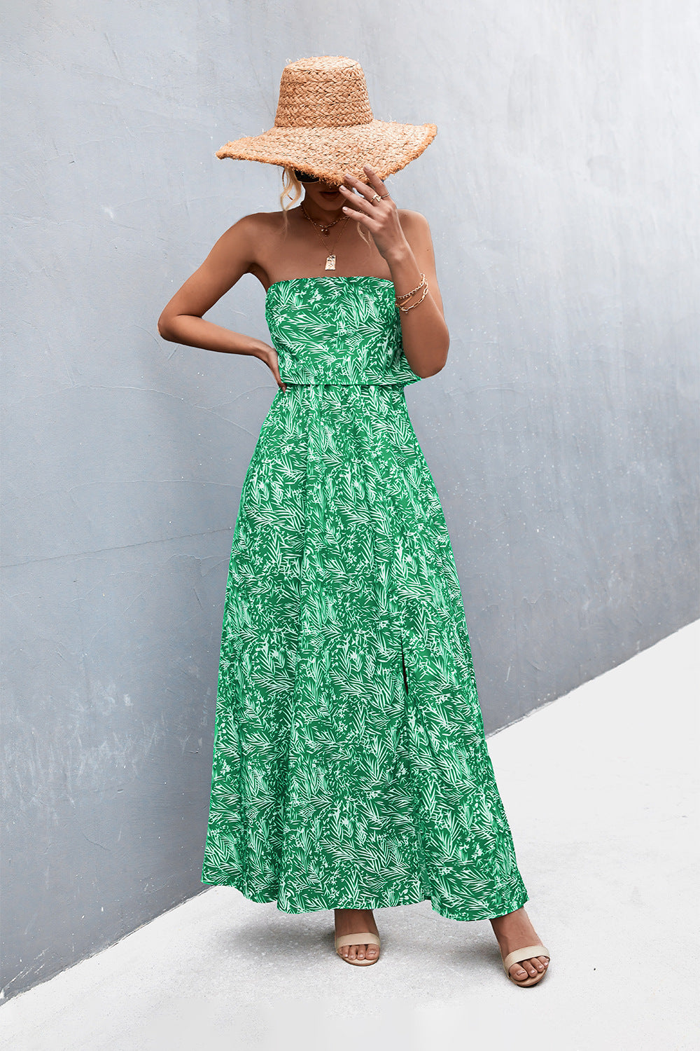 Strapless Split Maxi Dress - Premium Maxi Dress from Trendsi - Just $31.99! Shop now at Handbags Specialist Headquarter