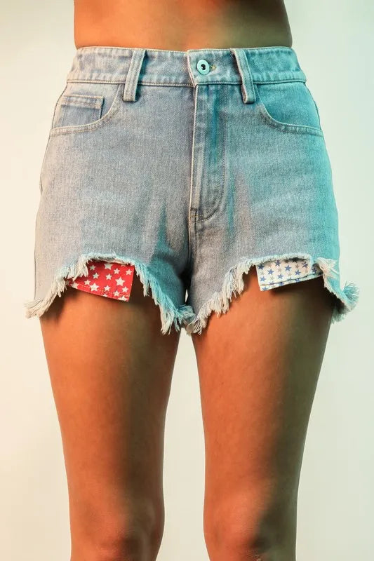 VERY J Raw Hem Pocketed Contrast Washed Denim Shorts - Premium Women / Jeans & Denim from Trendsi - Just $37.78! Shop now at Handbags Specialist Headquarter