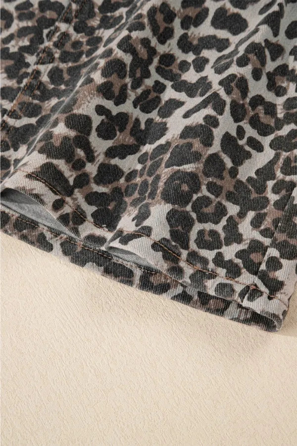 Leopard Denim Mini Skirt - Premium Skirts from Trendsi - Just $37.99! Shop now at Handbags Specialist Headquarter