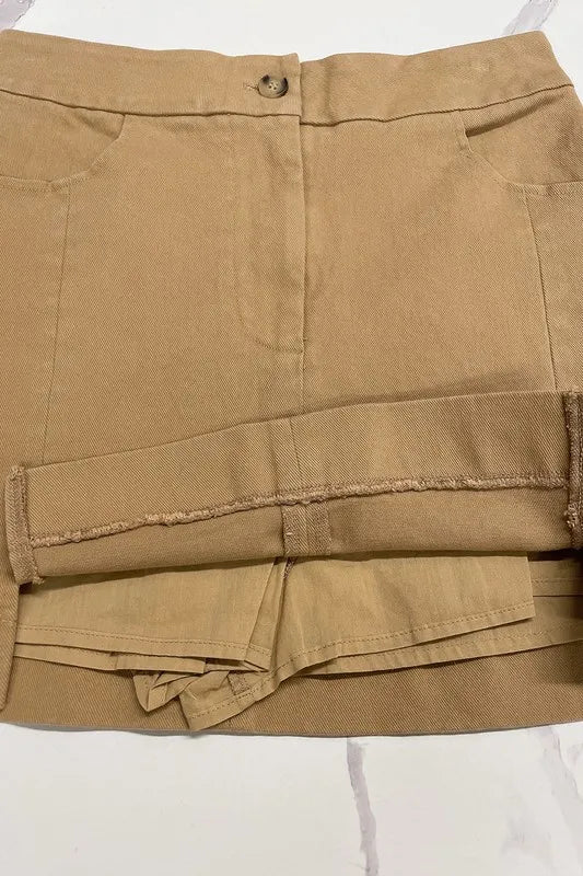 Annie Wear Comfort Stretch Cotton Slit Detailed Mini Skirt - Premium Skirts from Trendsi - Just $26.99! Shop now at Handbags Specialist Headquarter
