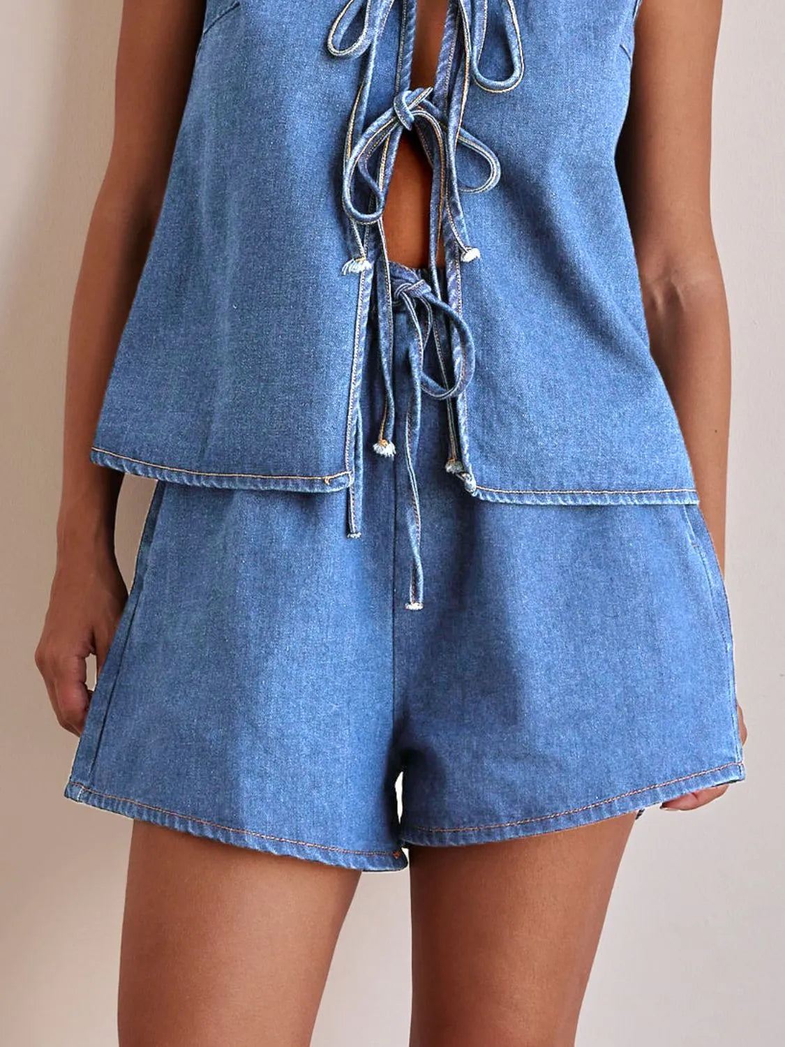 Elastic Waist Denim Shorts - Premium Women / Jeans & Denim from Trendsi - Just $24.42! Shop now at Handbags Specialist Headquarter