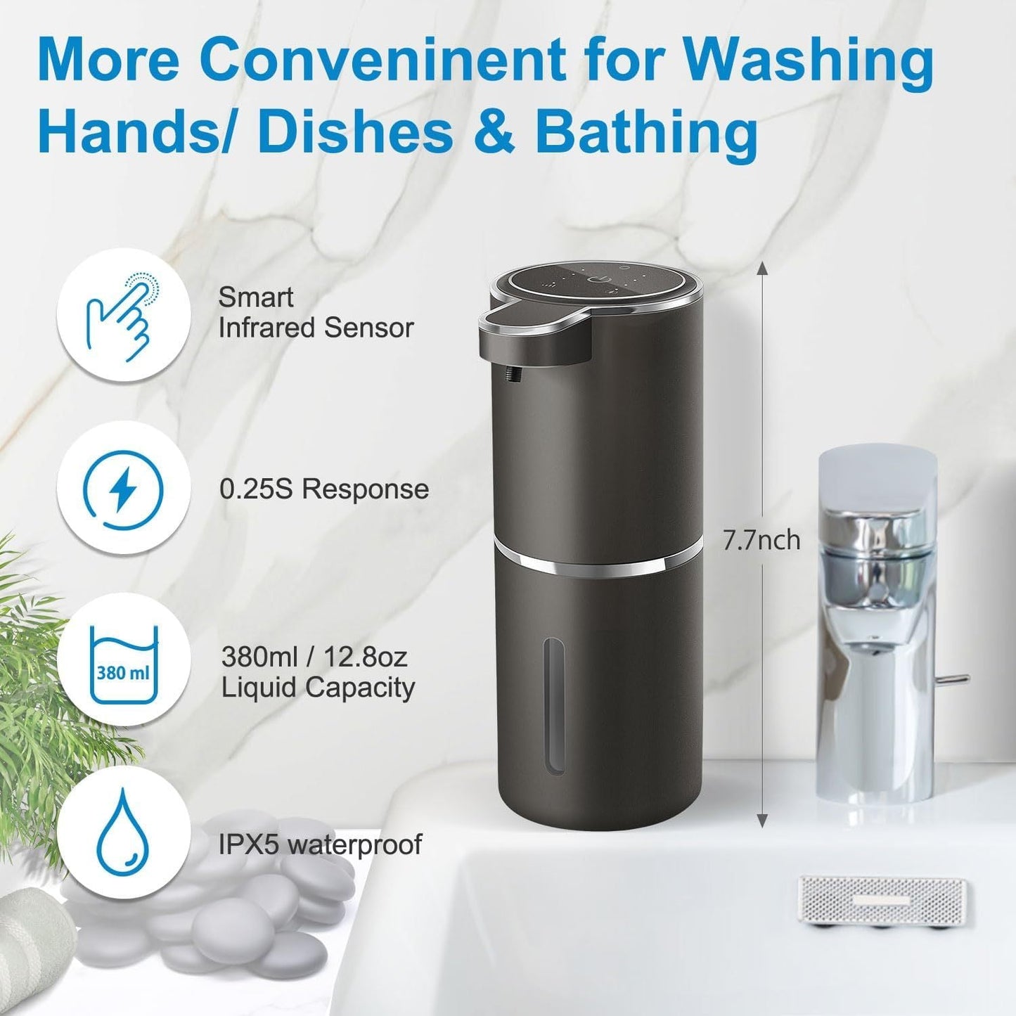 Automatic Soap Dispenser Touchless Foaming Soap Dispenser 380ml USB Rechargeable Electric 4 Level Adjustable Foam Soap Dispenser - Premium from Big Saves Store - Just $49.99! Shop now at Handbags Specialist Headquarter