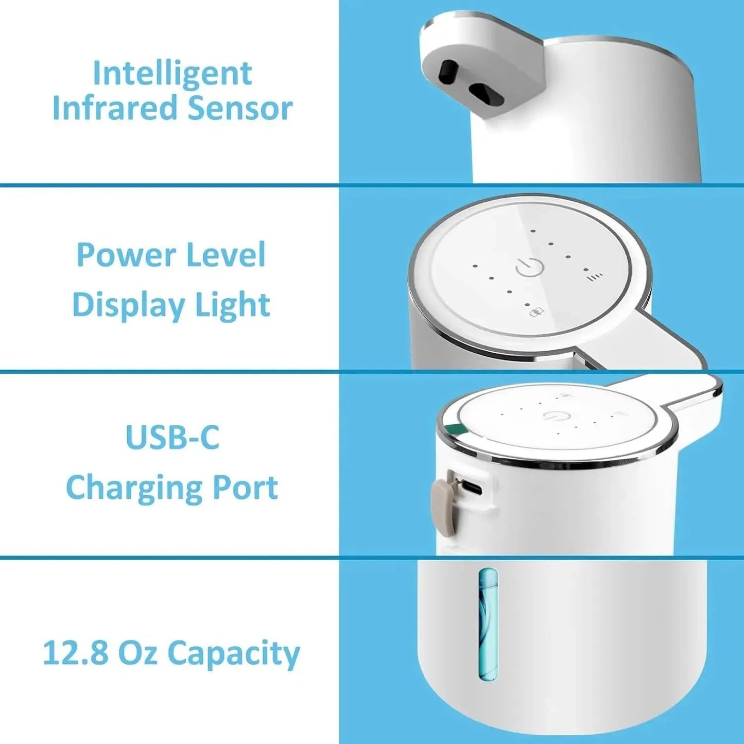 Automatic Soap Dispenser Touchless Foaming Soap Dispenser 380ml USB Rechargeable Electric 4 Level Adjustable Foam Soap Dispenser - Premium from Big Saves Store - Just $49.99! Shop now at Handbags Specialist Headquarter