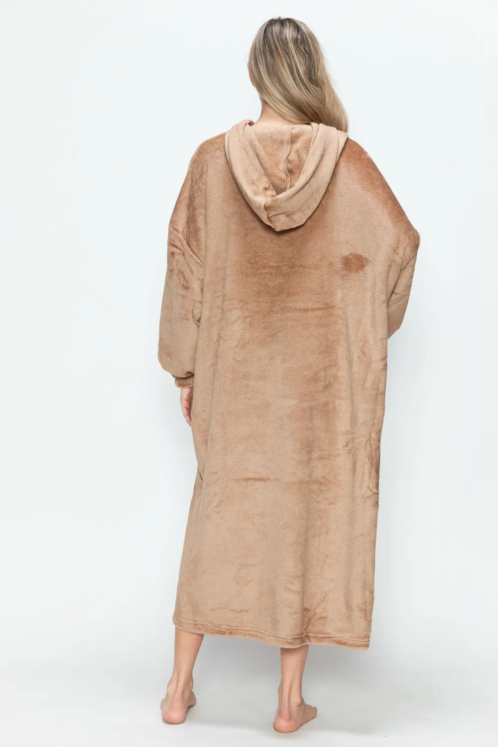 Double Take Full Size Pocketed Hooded Midi Lounge Dress - Premium Sleepwear from Trendsi - Just $44.66! Shop now at Handbags Specialist Headquarter