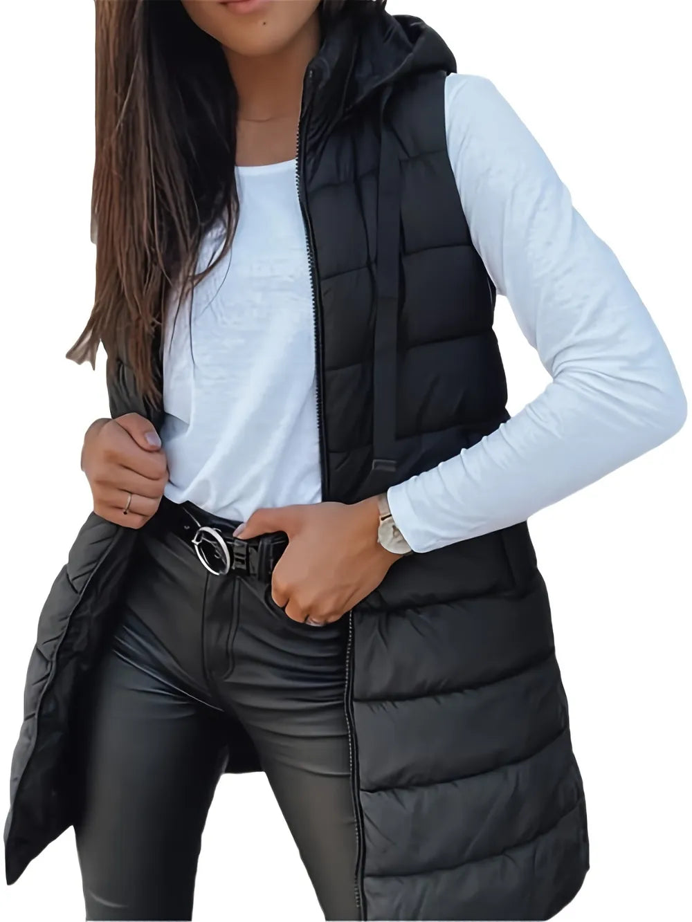Plus Size Zip Up Hooded Vest Coat - Premium from Trendsi - Just $59.76! Shop now at Handbags Specialist Headquarter