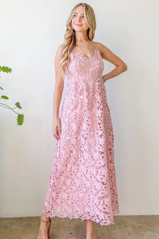 And The Why Lace Maxi Cami Dress - Premium Maxi Dress from Trendsi - Just $56.99! Shop now at Handbags Specialist Headquarter