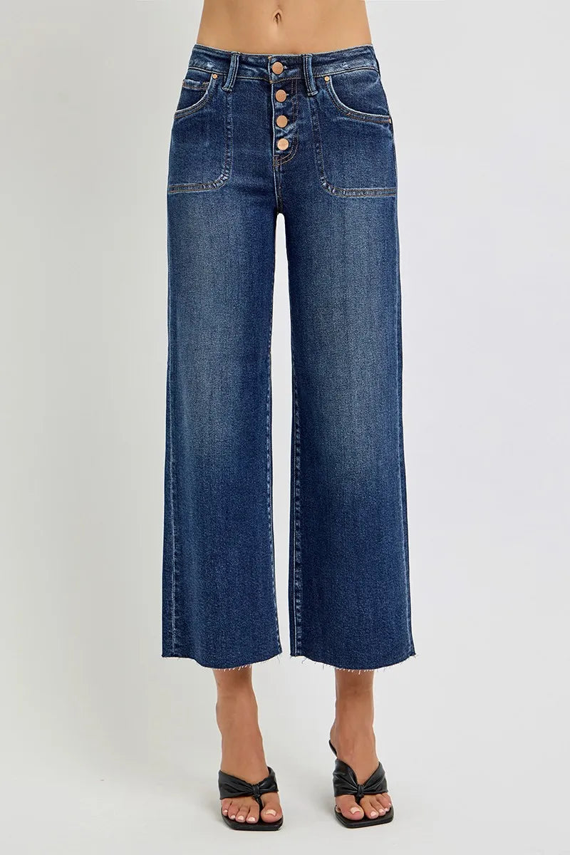 RISEN Full Size High Rise Crop Wide Button Up Jeans Plus Size - Premium Women / Jeans & Denim from Trendsi - Just $66.99! Shop now at Handbags Specialist Headquarter