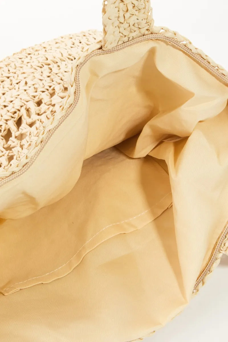 Fame Straw-Paper Crochet Tote Bag - Premium Tote Bag from Trendsi - Just $30.99! Shop now at Handbags Specialist Headquarter
