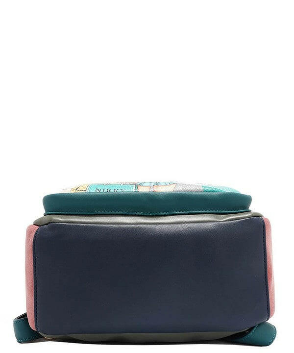 Nicole Lee USA Cat Eco-Leather Convertible Backpack Bag.