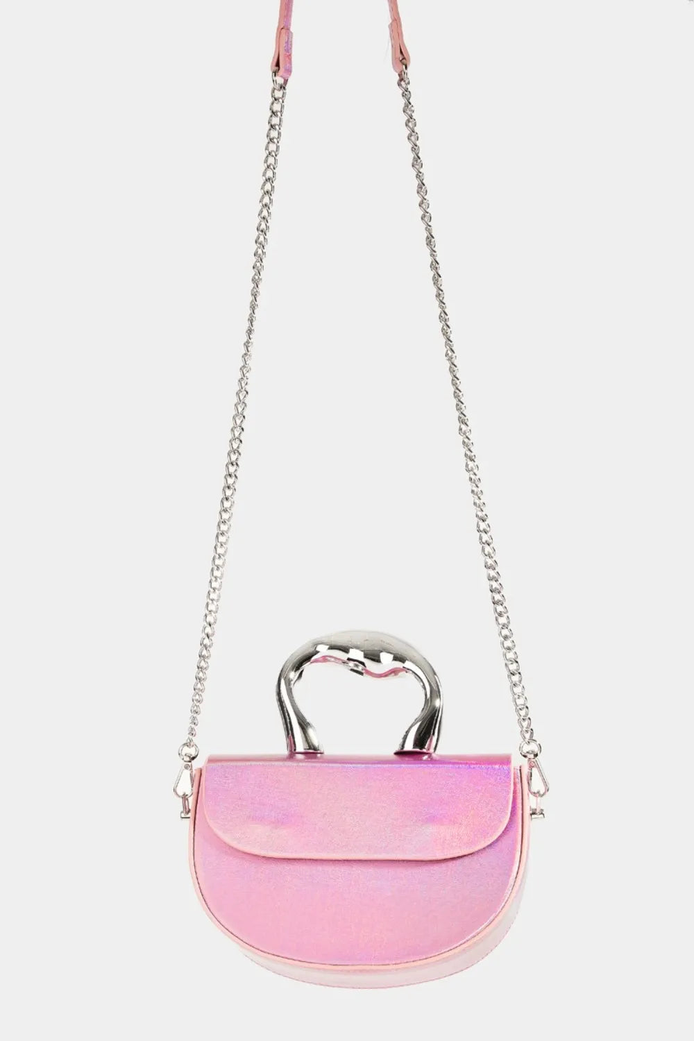 Fame Glossy Semi Circle Top Handle Bag - Premium Tote Bag from Trendsi - Just $41.99! Shop now at Handbags Specialist Headquarter