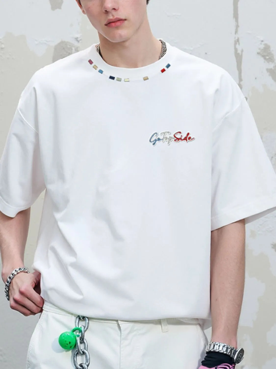 Men's Plus Size Embroidered Round Neck Half Sleeve T-Shirt - Premium Men's T Shirt from Trendsi - Just $29.64! Shop now at Handbags Specialist Headquarter
