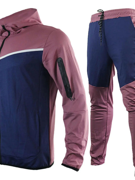 Men's Full Size Zip Up Top and Pants Set Plus Size.