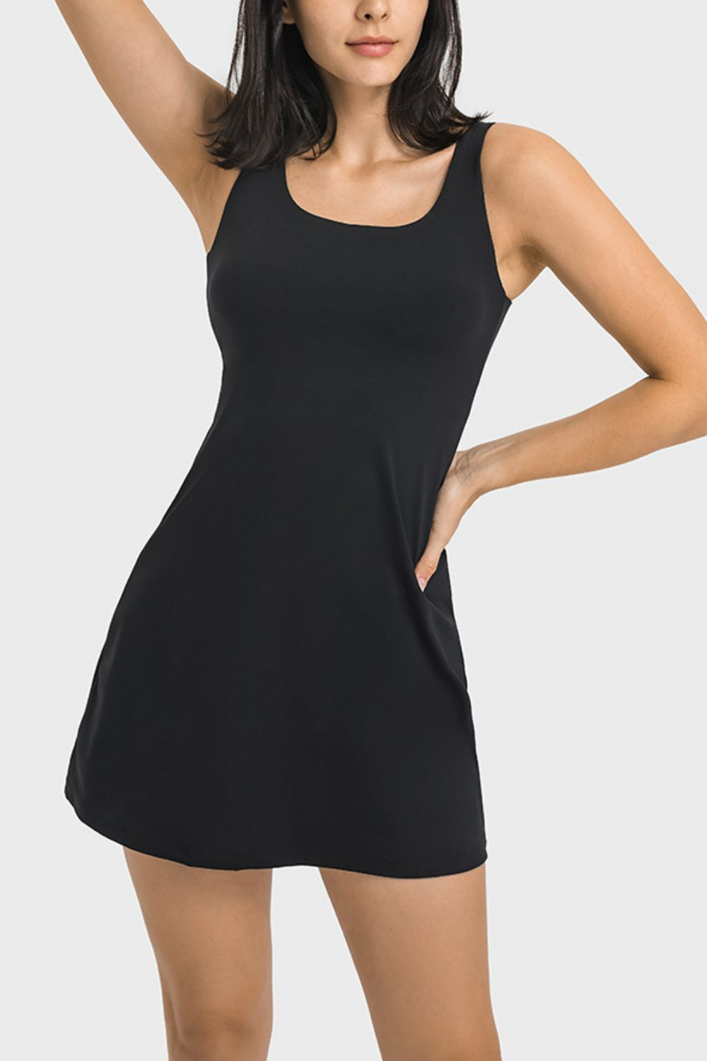 Millennia Square Neck Sports Tank Dress with Full Coverage Bottoms - Premium from Trendsi - Just $44.99! Shop now at Handbags Specialist Headquarter