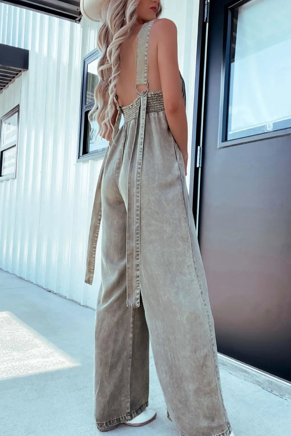 V-Neck Sleeveless Denim Jumpsuit - Premium Women / Jeans & Denim from Trendsi - Just $51.98! Shop now at Handbags Specialist Headquarter