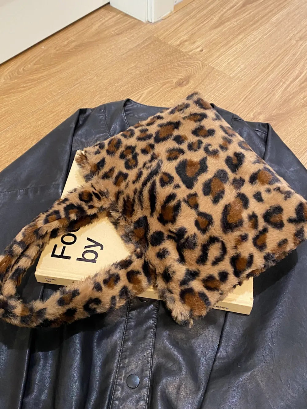 Leopard Fluff Handbag with Zip - Premium handbags from Trendsi - Just $14.99! Shop now at Handbags Specialist Headquarter