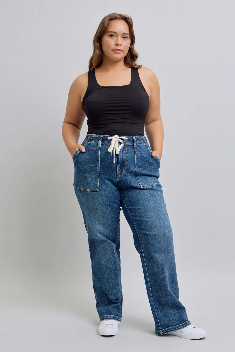 Judy Blue Plus Size High Waist Drawstring Wide Leg Jeans - Premium Women / Jeans & Denim from Trendsi - Just $72.99! Shop now at Handbags Specialist Headquarter