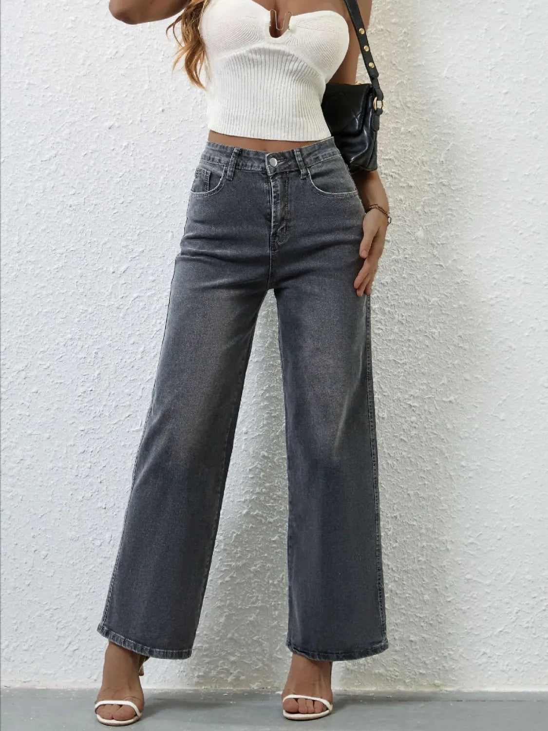 High Rise Wide Leg Jeans - Premium Women / Jeans & Denim from Trendsi - Just $35.86! Shop now at Handbags Specialist Headquarter