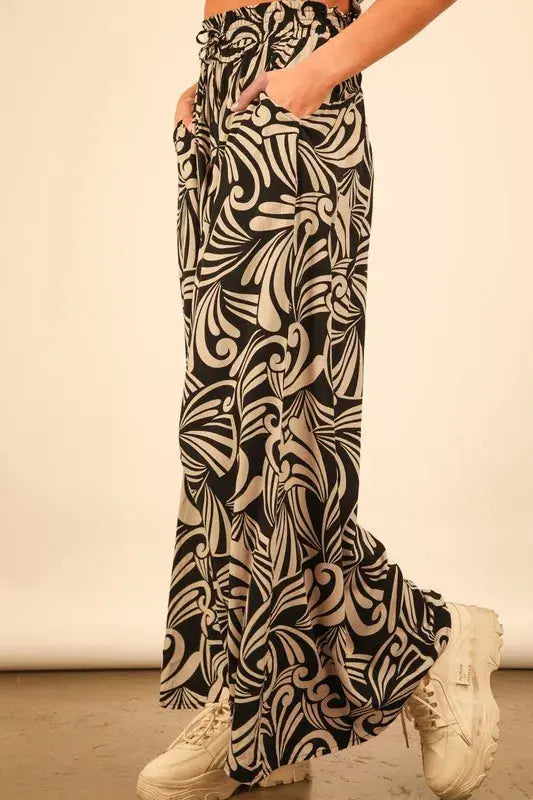 VERY J Plus Size Printed Wide Leg Pants.