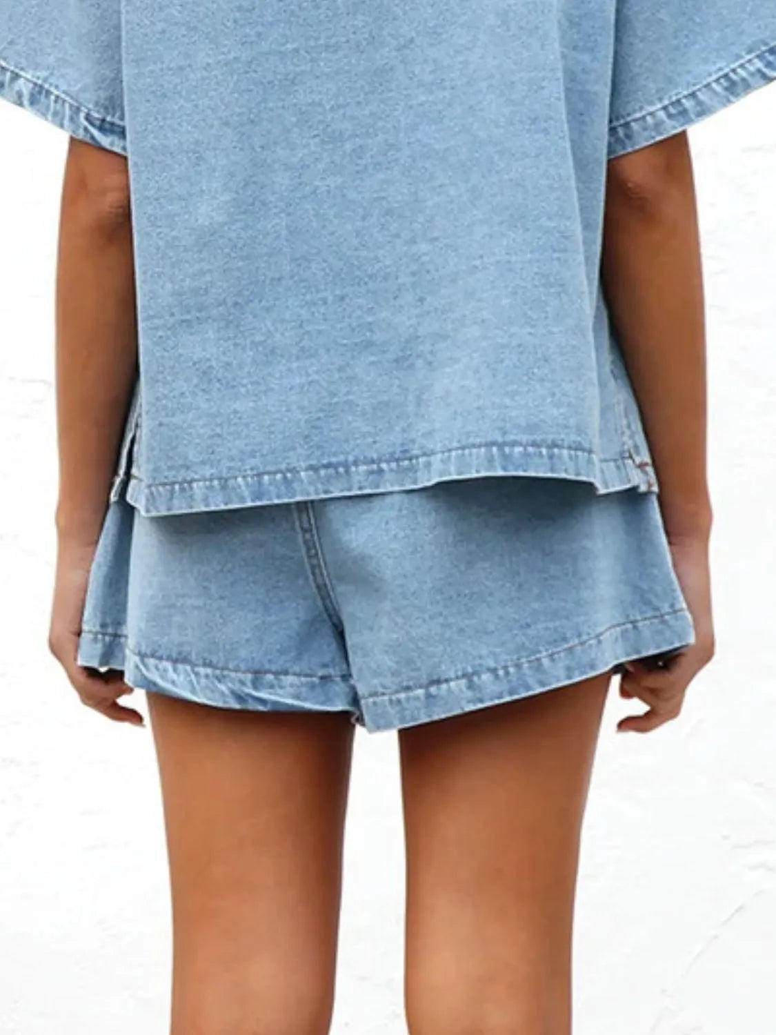 Elastic Waist Denim Shorts - Premium Women / Jeans & Denim from Trendsi - Just $25.78! Shop now at Handbags Specialist Headquarter