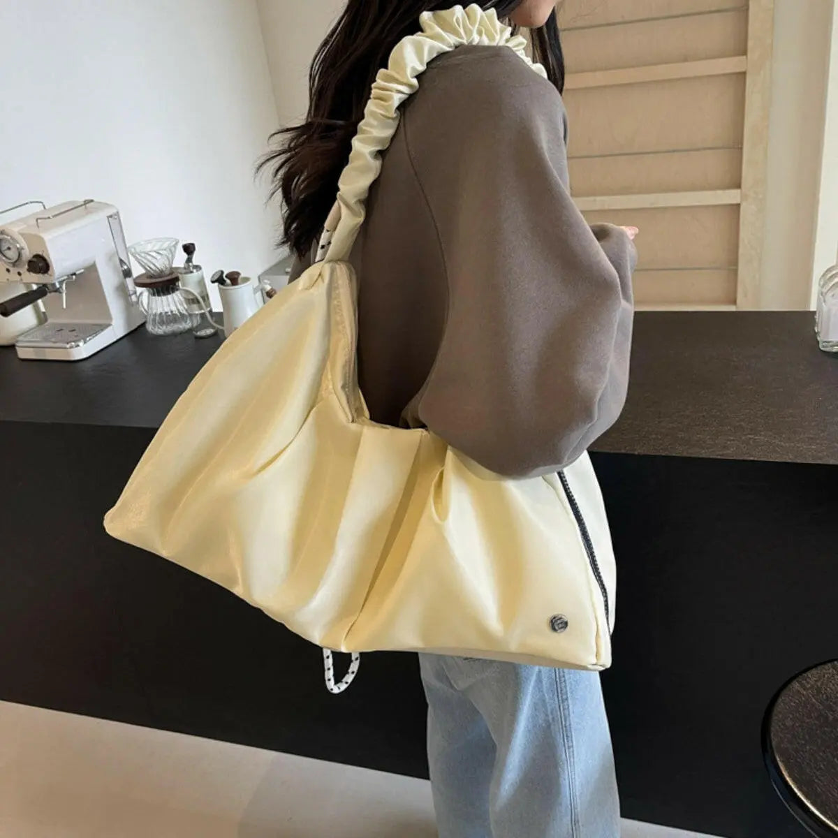 Ruched Large Tote Bag.