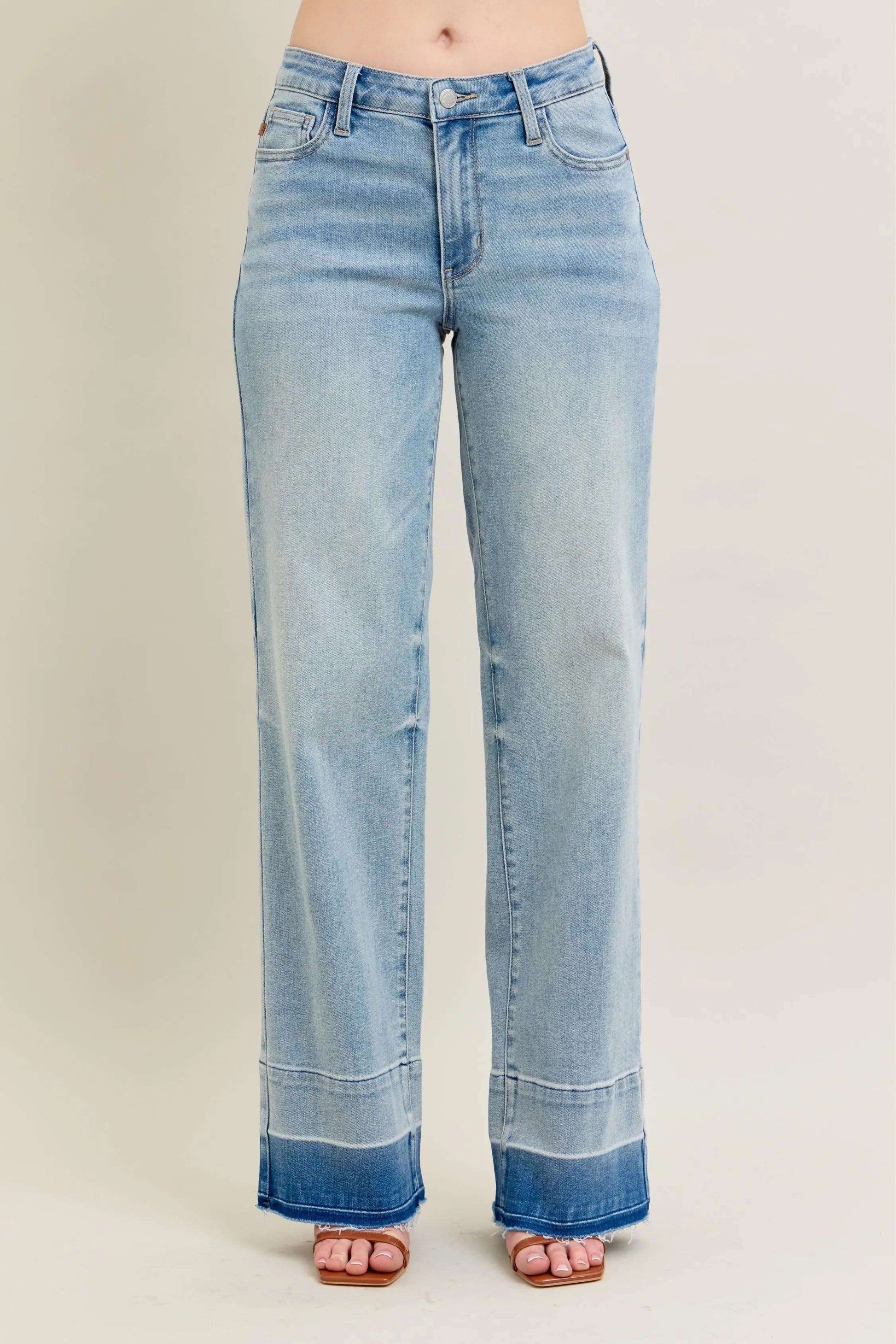Judy Blue Full Size Mr Release Hem Wide Leg Jeans Plus Size - Premium Women / Jeans & Denim from Trendsi - Just $67.99! Shop now at Handbags Specialist Headquarter